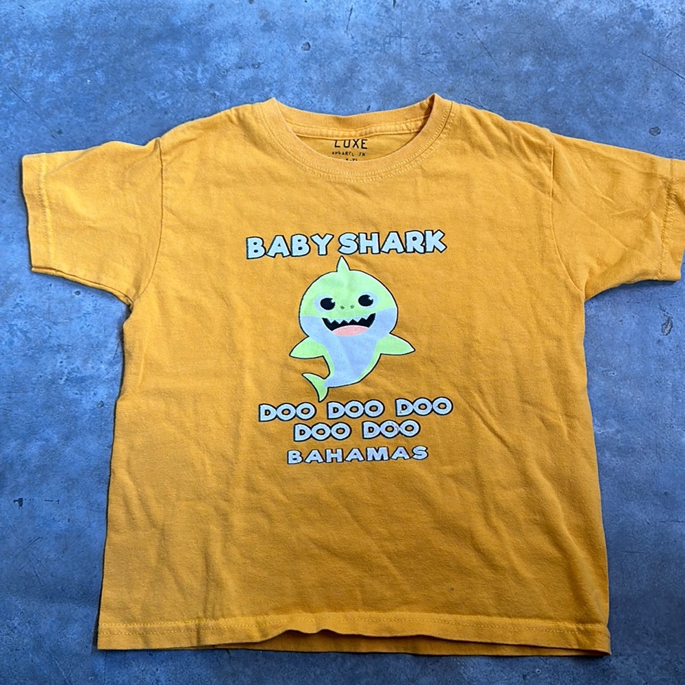 Luxe size 5T baby shark gold tshirt